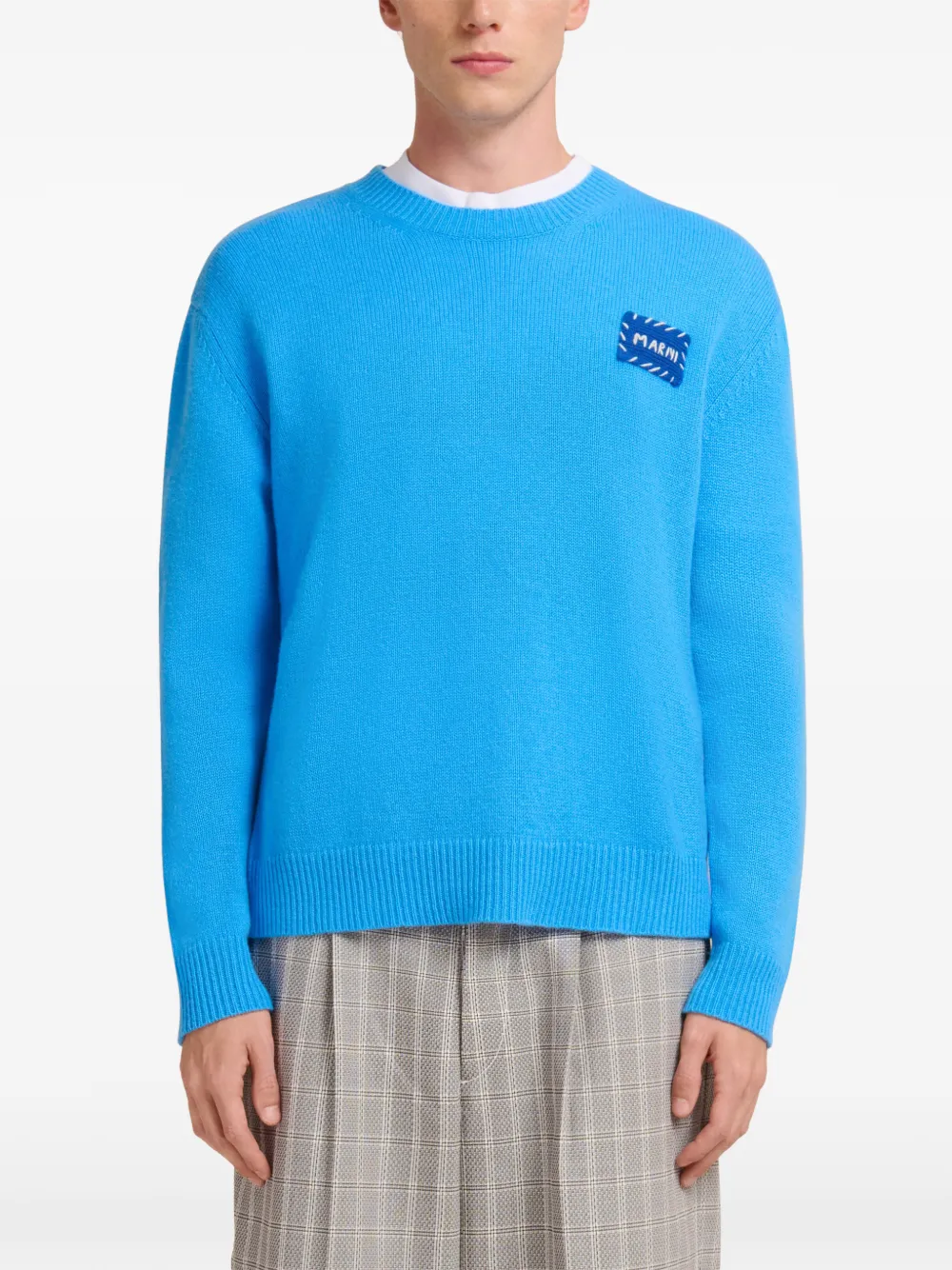  Marni Pull à Patch Logo - Bleu 
