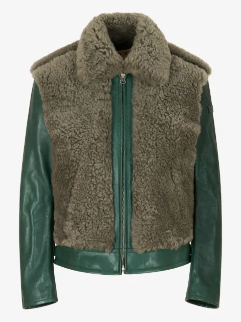 Marni leather contrast-shearling jacket