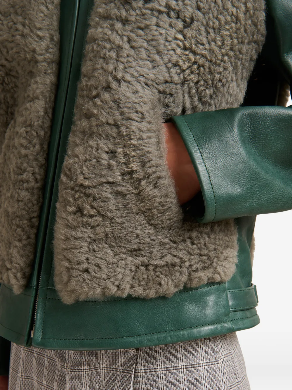 Marni Leren lammy jack met contrasterende afwerking Groen