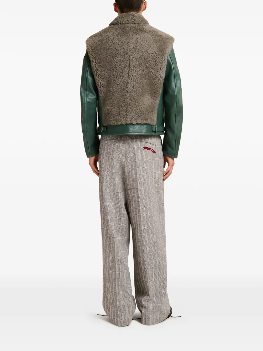 Marni Leren lammy jack met contrasterende afwerking Groen