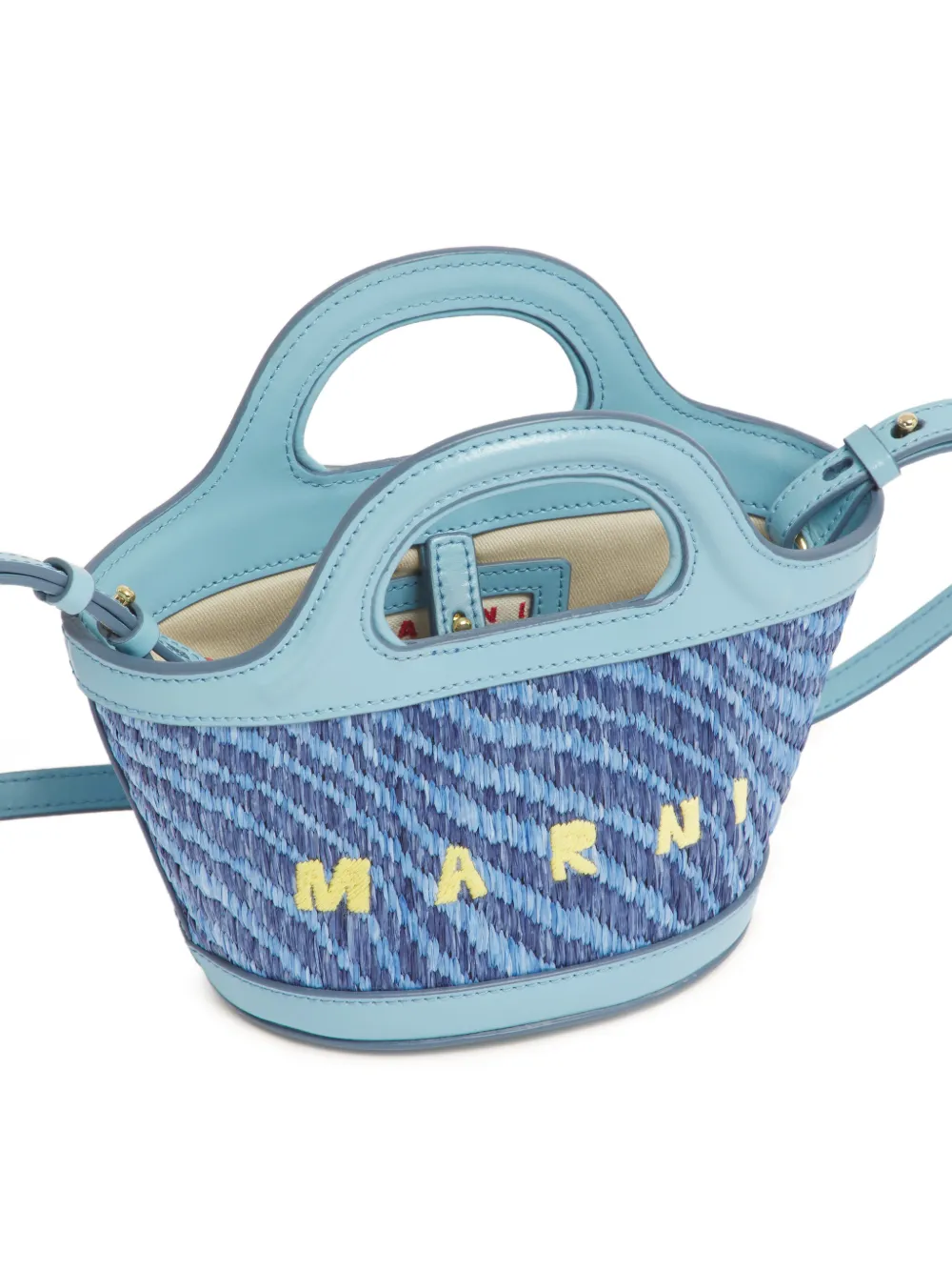Marni Tropicalia mini-tas met raffia-effect Blauw