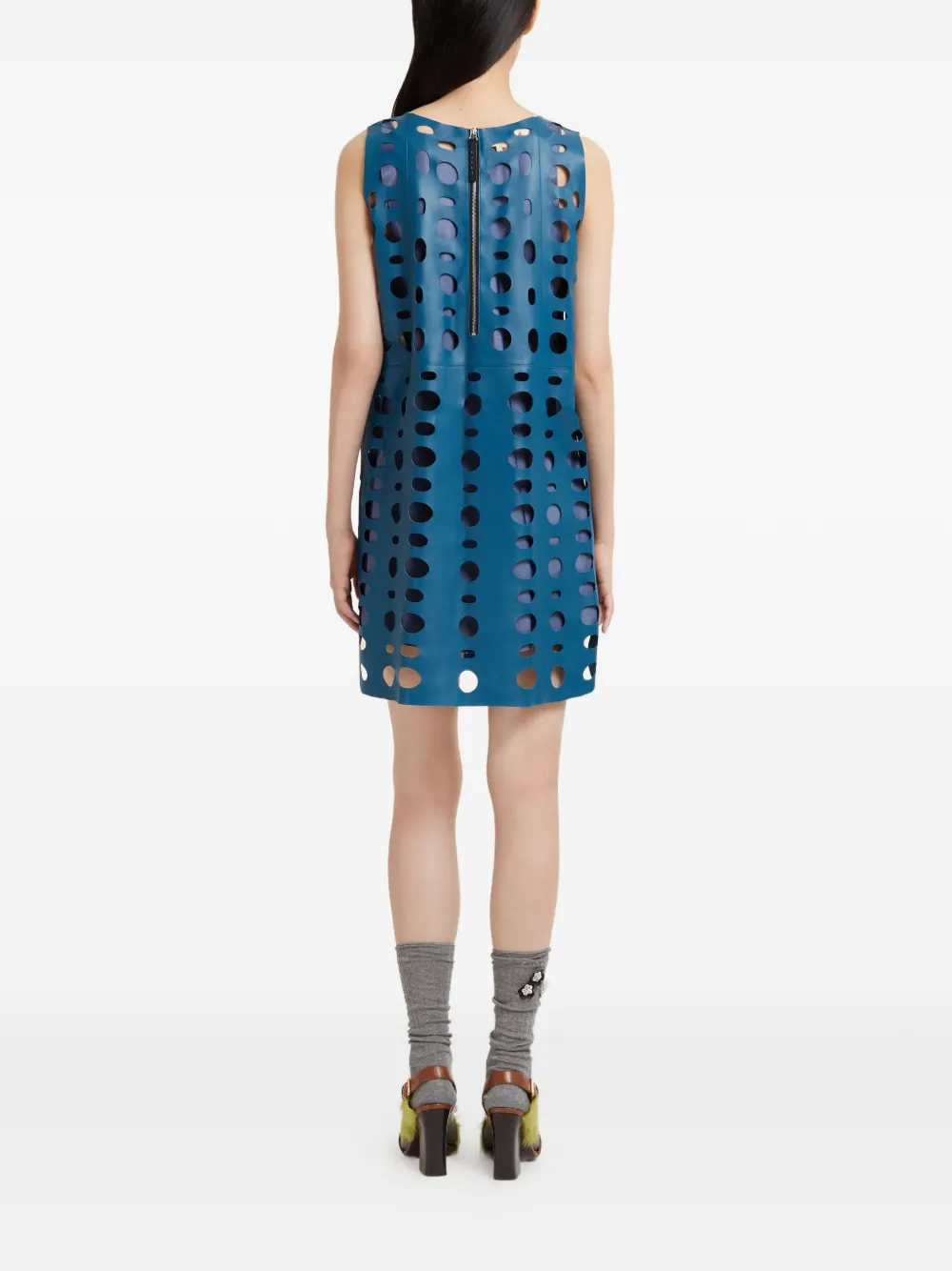 Marni Mouwloze mini-jurk met uitgesneden details Blauw