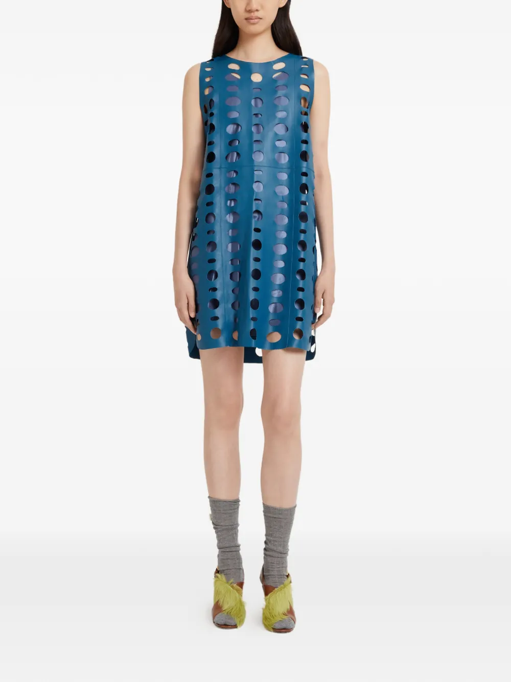 Marni Mouwloze mini-jurk met uitgesneden details - Blauw