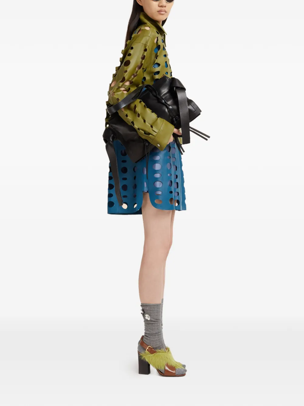 Marni Mouwloze mini-jurk met uitgesneden details Blauw