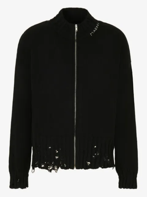 Marni zip-up distressed cardigan