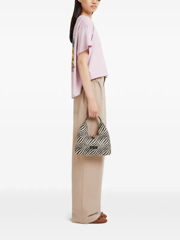 Marni Wavy Raffia Effect top-handle Bag | Black | FARFETCH