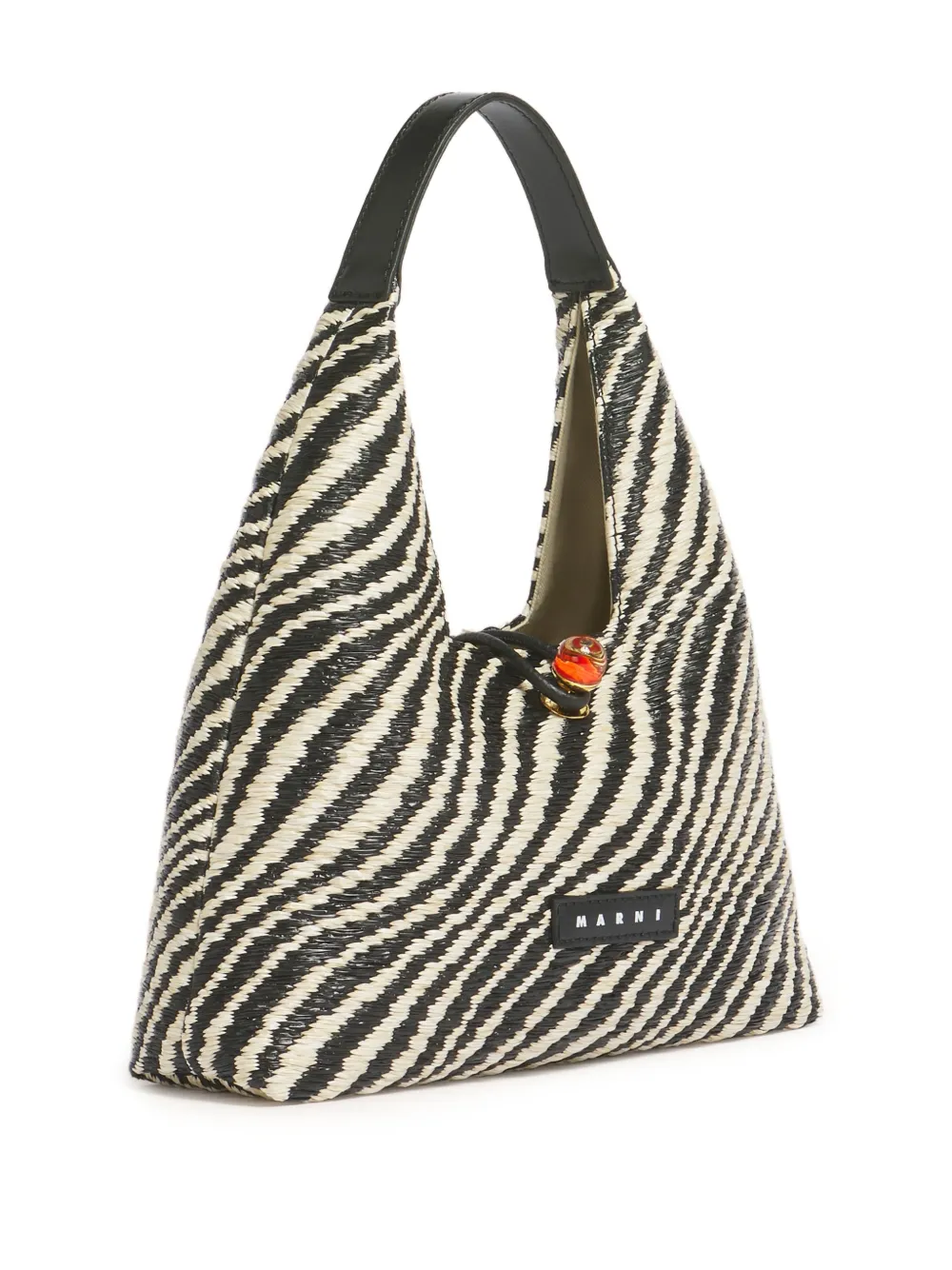 Marni Wavy Raffia Effect top-handle Bag | Black | FARFETCH