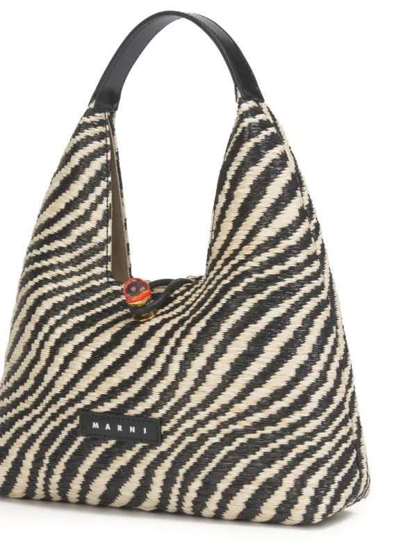 Marni Wavy Raffia Effect top-handle Bag | Black | FARFETCH
