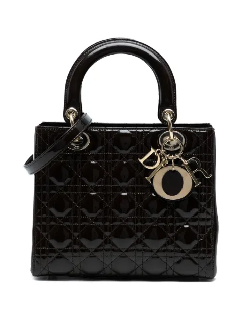 Christian Dior Pre-Owned bolsa satchel Patent Cannage Lady Dior mediana 2010