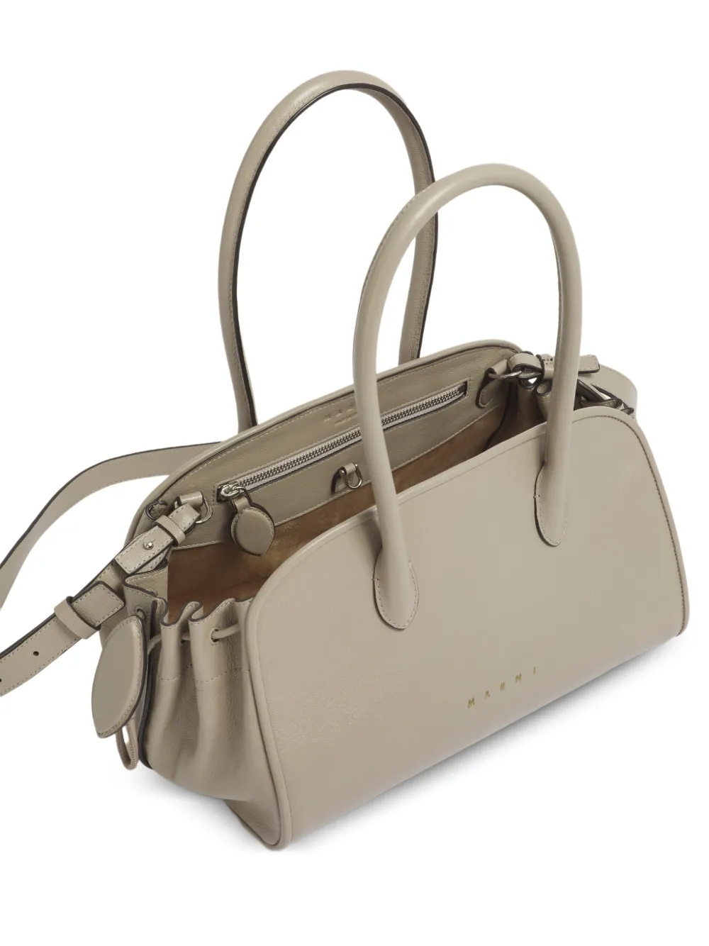 Marni Kleine Tulipea leren handtas Grijs