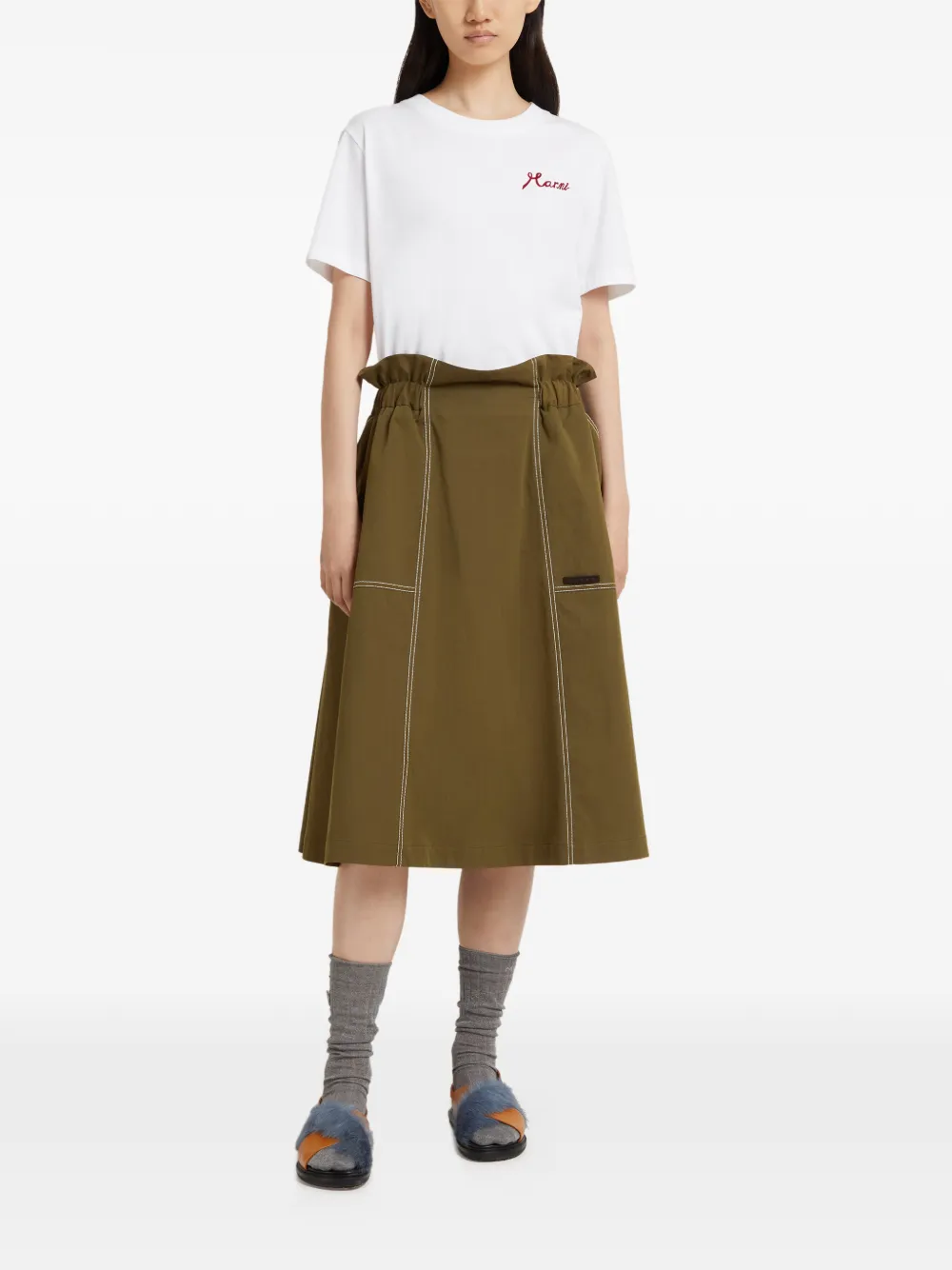Marni contrast-stitching  midi skirt | A-Line Skirts | Image 2