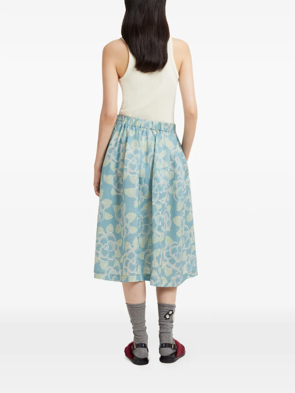 Marni Ramie elastische rok met Banjo print Blauw
