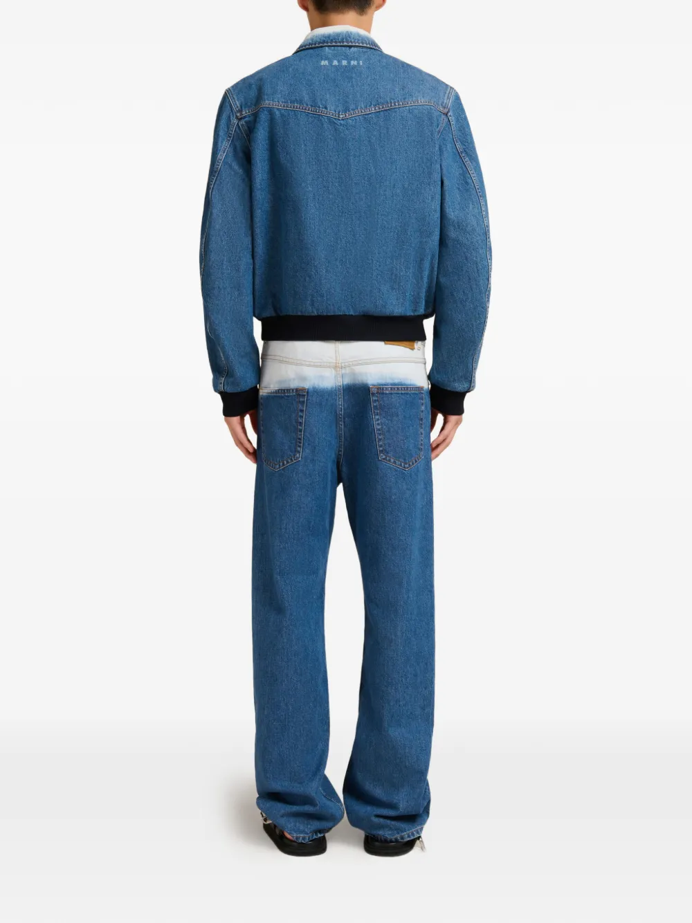 Marni Denim bomberjack met degradé kraag Blauw