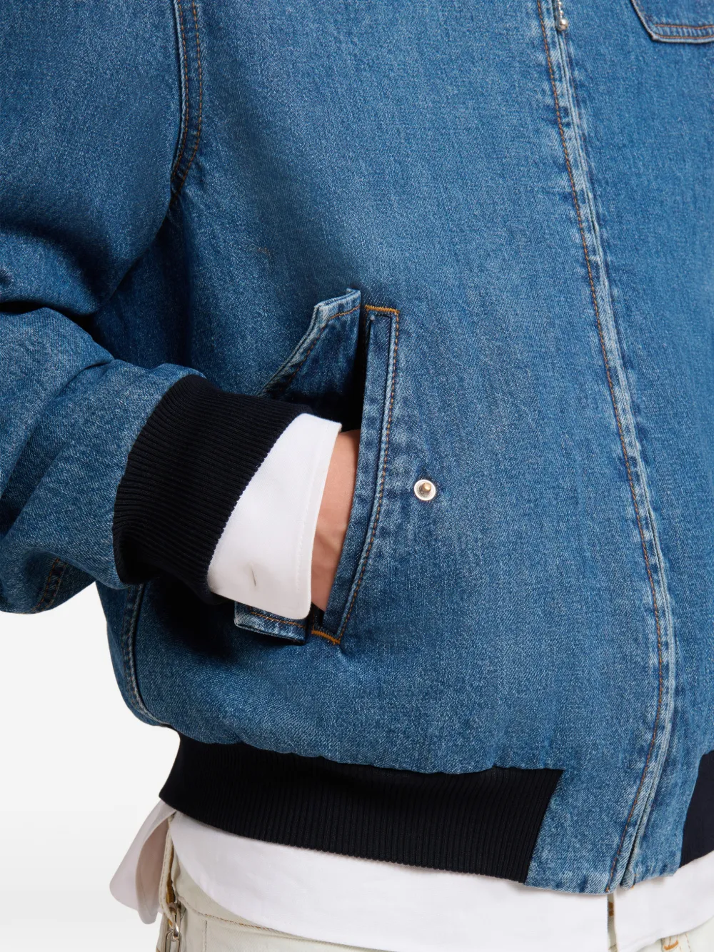 Marni Denim bomberjack met degradé kraag Blauw