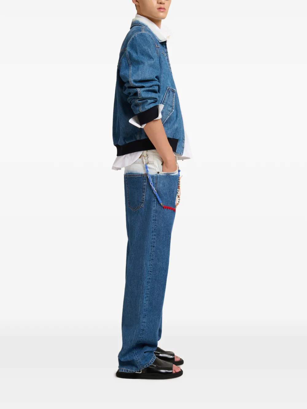 Marni Denim bomberjack met degradé kraag Blauw