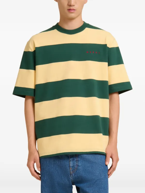 Marni Striped short-sleeve T-shirt | Green | FARFETCH