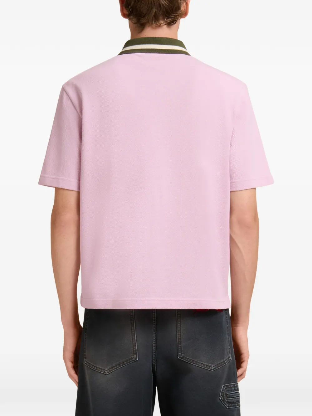 Marni Piqué poloshirt met gestreepte kraag Roze
