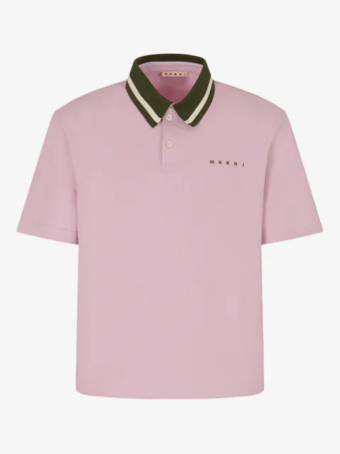 Marni piqué polo shirt with striped collar
