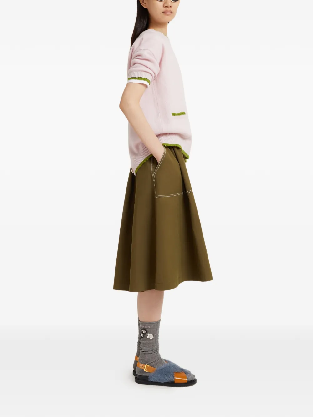 Marni Three-quarter Sleeves Sweater In Pink