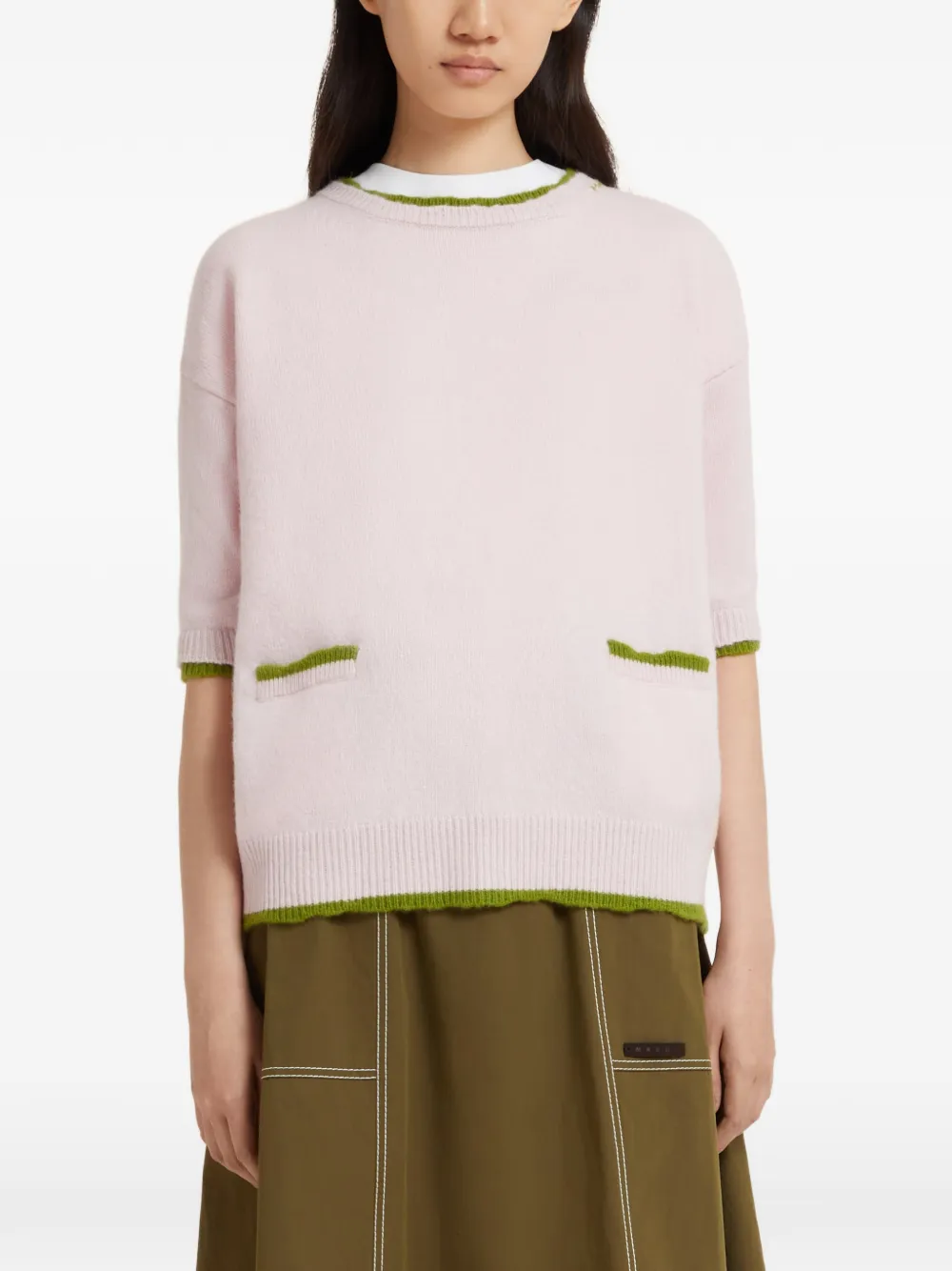 Marni Three-quarter Sleeves Sweater In Pink