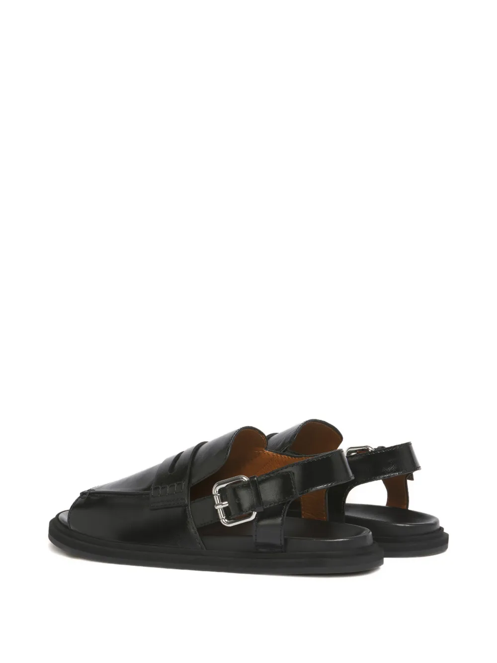 Marni Buckle-detail Leather Sandals In Black