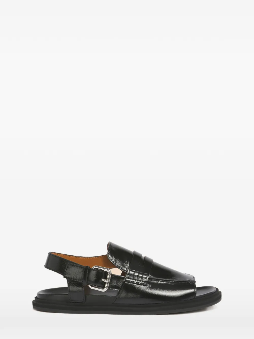 Marni Buckle-detail Leather Sandals In Black
