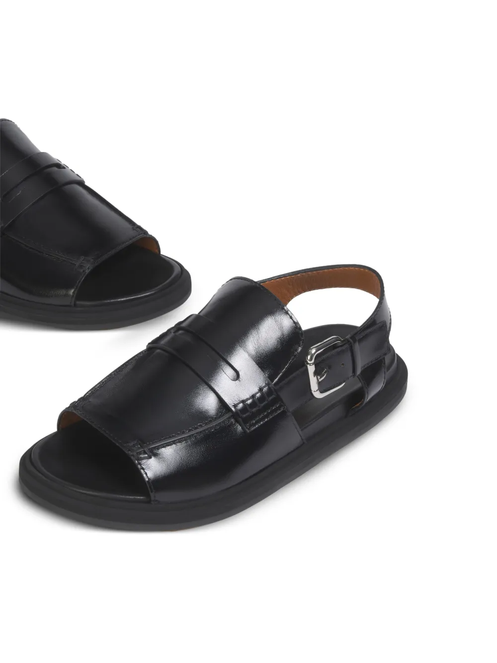 Marni Buckle-detail Leather Sandals In Black