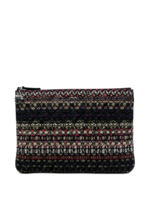 CHANEL Pre-Owned bolsa de mano cosmetiquera de tweed y lana capitonada 2015-2016