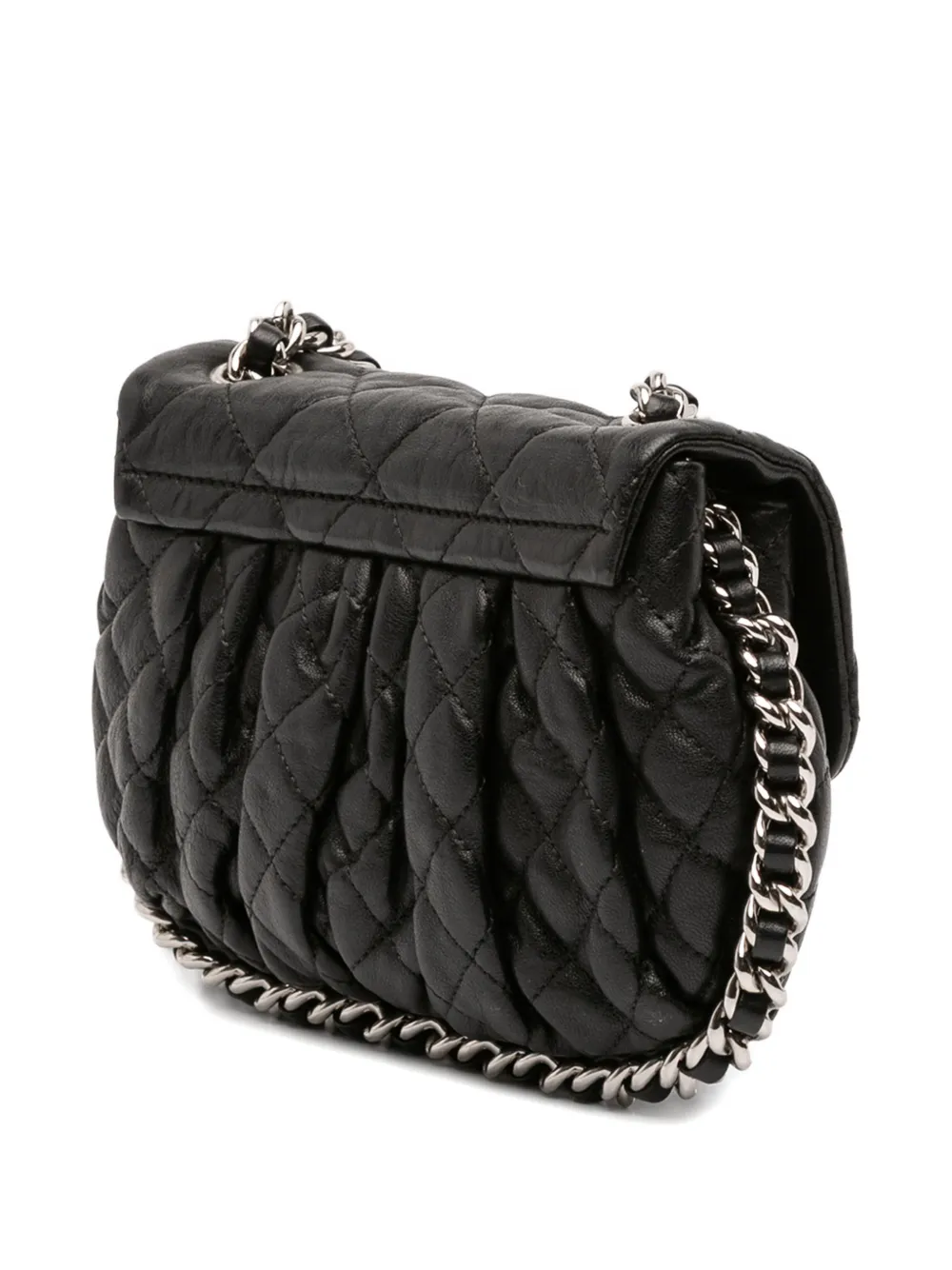 CHANEL Pre-owned 2011 Mini Quilted Lambskin Chain Around Flap Crossbody Bag In Black