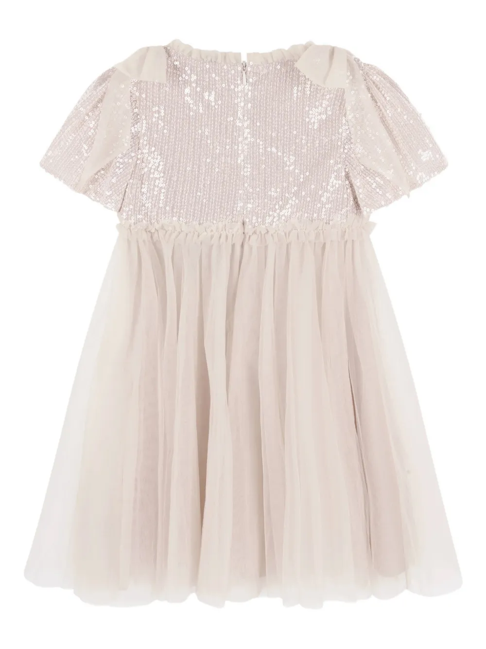  Needle & Thread Kids Paloma Sequin Ruffled Dress - Neutrals 