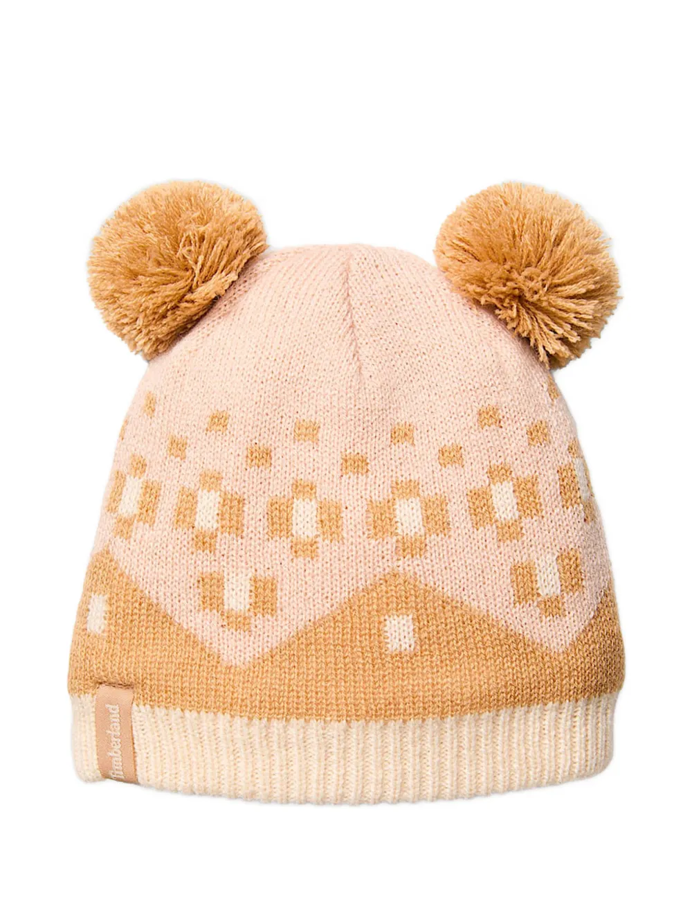 Timberland Kids pom-pom patterned beanie hat set - Roze