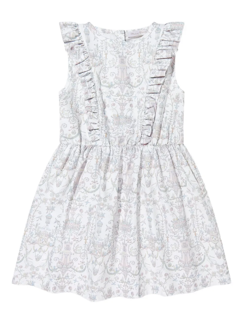 Atelier Choux geometric-pattern ruffled-trim dress - Bianco
