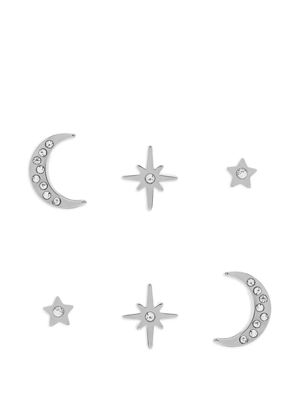 olivia burton Celestial North Star and Moon stud earrings set - Argento