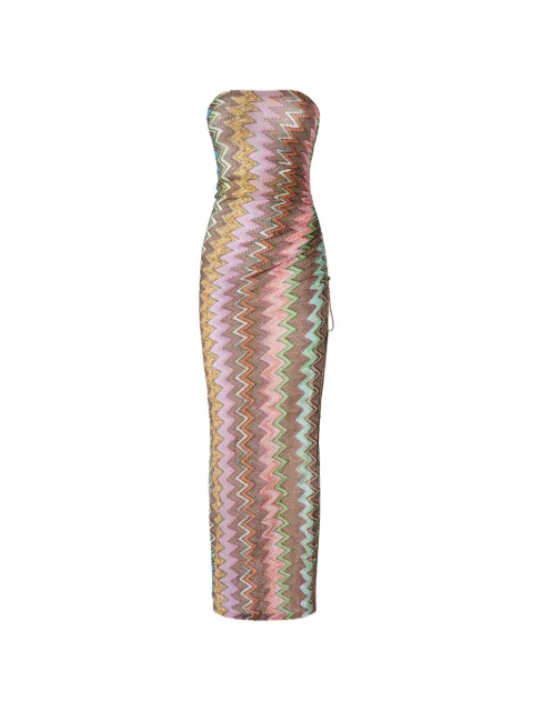 Missoni zigzag-knit ruched maxi dress