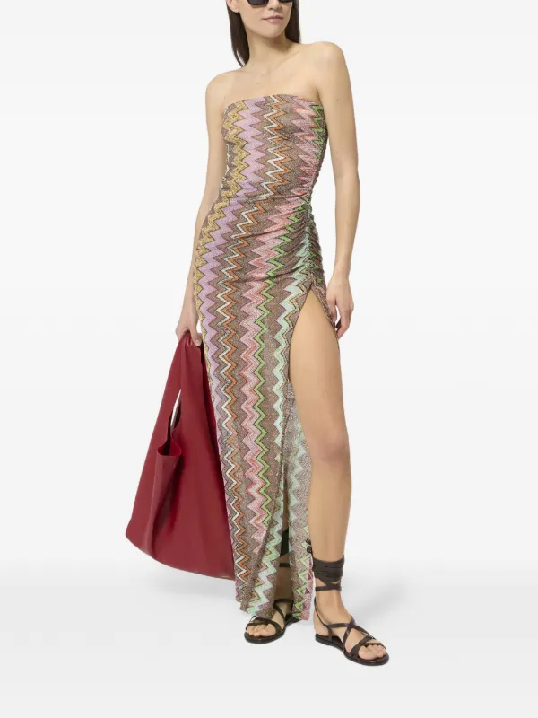 missoni zigzag knit dress Missoni Multicolor Zigzag Knit Halterneck Maxi Dress.| COLOGNESE 1882