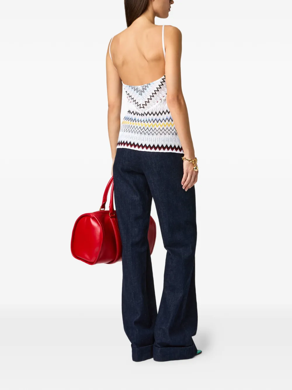  Missoni Zigzag-pattern V-neck Tank Top - White 