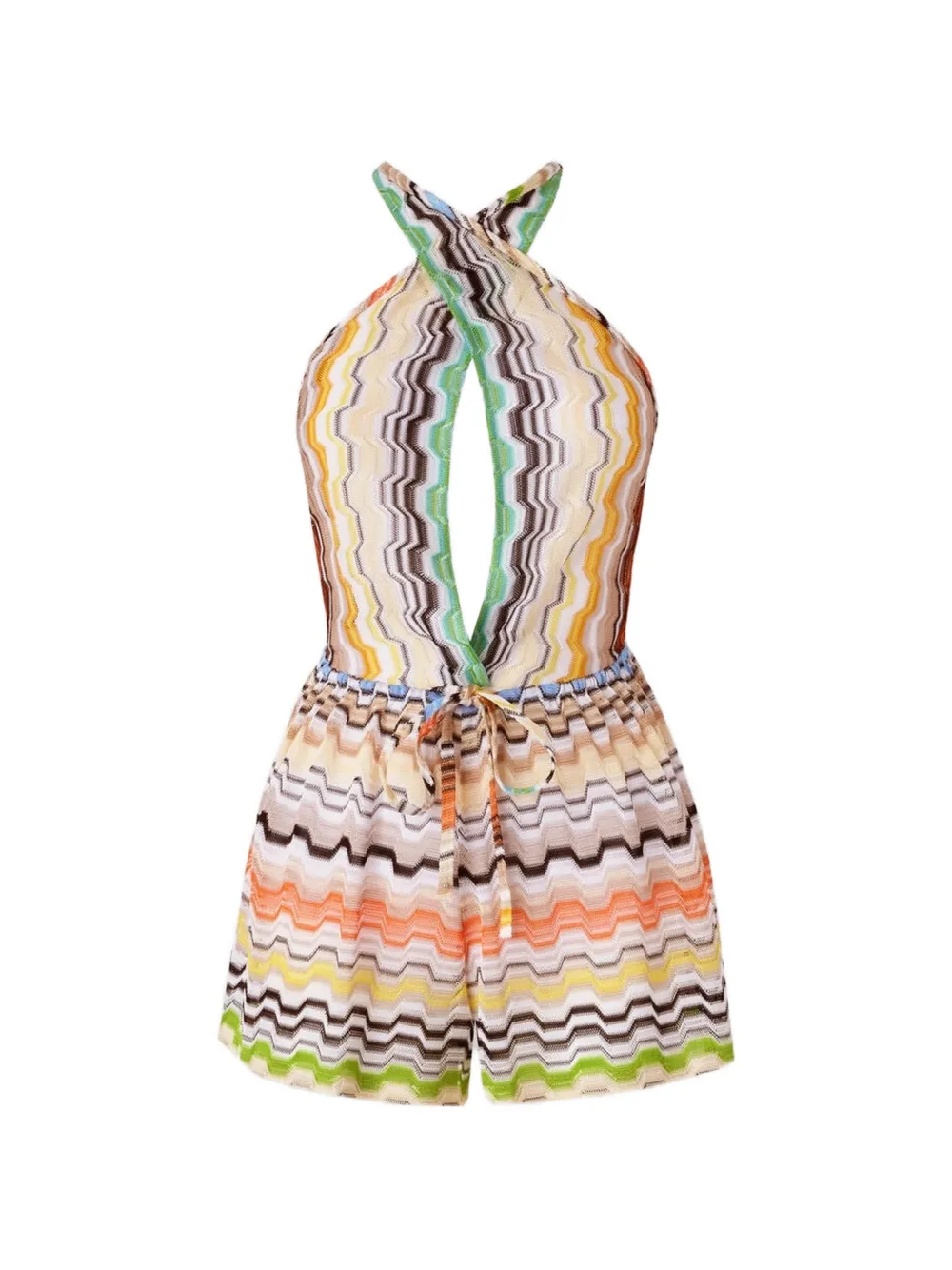 Missoni short jumpsuit in pure viscose with greek motif