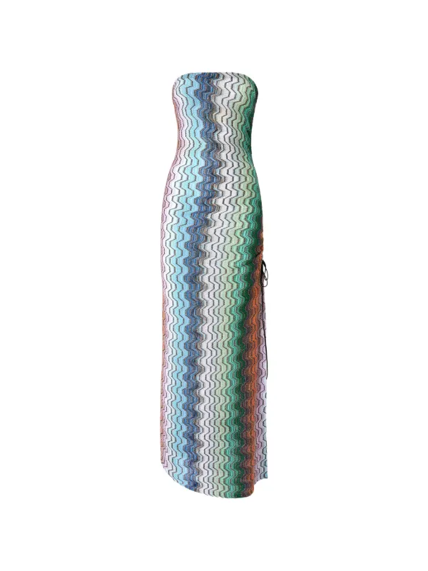missoni blue dress Missoni, Zigzag one-shoulder lam maxi dress, Women, Blue, US 8, Dresses, Materialmix