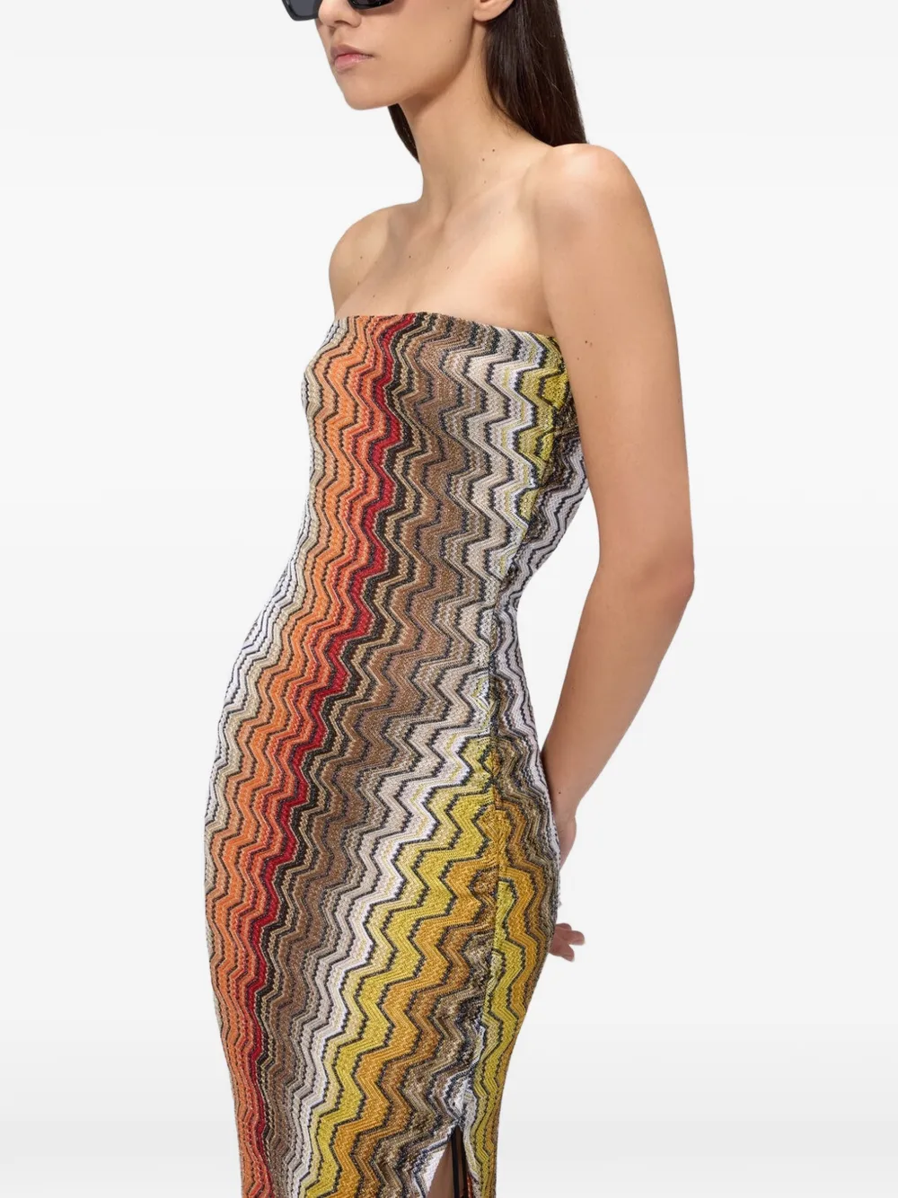 Missoni Jurk met trekkoord en chevron-streep Blauw