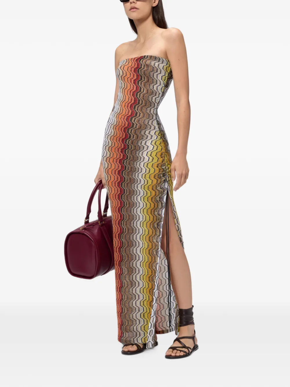 Missoni Lange tuniek met zijsplit en Grieks patroon Geel