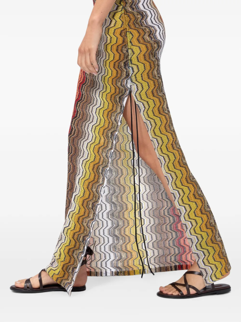 Missoni Lange tuniek met zijsplit en Grieks patroon Geel