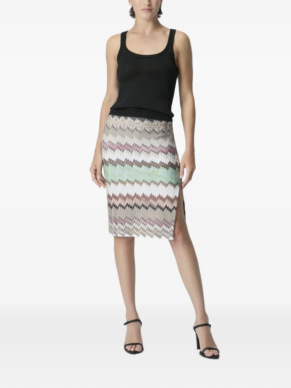 Missoni Midi-rok met chevron split Beige