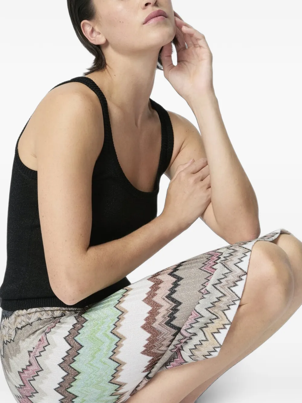 Missoni Midi-rok met chevron split Beige