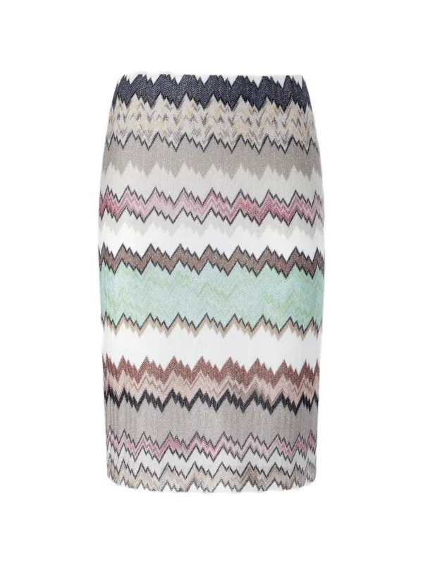 Missoni Lamé Midi Skirt with Slit in Neutrals
