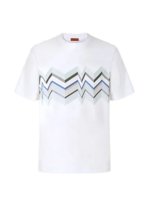 Missoni crew-neck cotton T-shirt with irregular Zigzag print