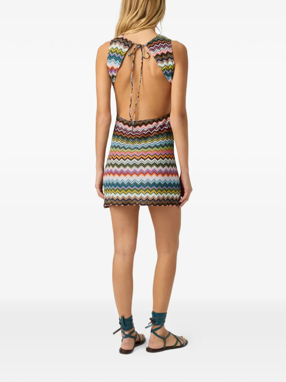 Missoni Gebreide mini-jurk met zigzag-patroon Blauw