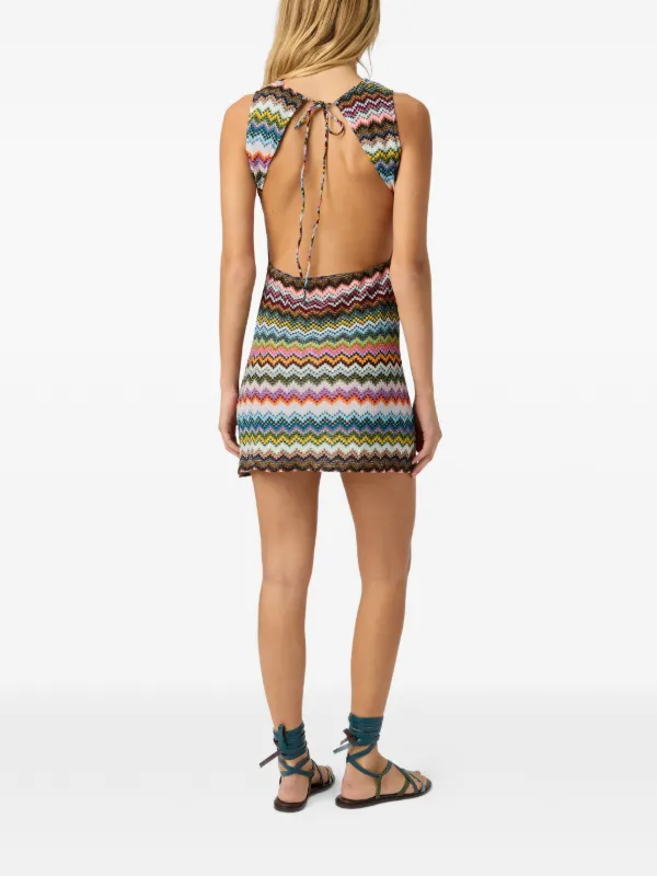 Missoni Zigzag-pattern Knitted Mini Dress - Blue