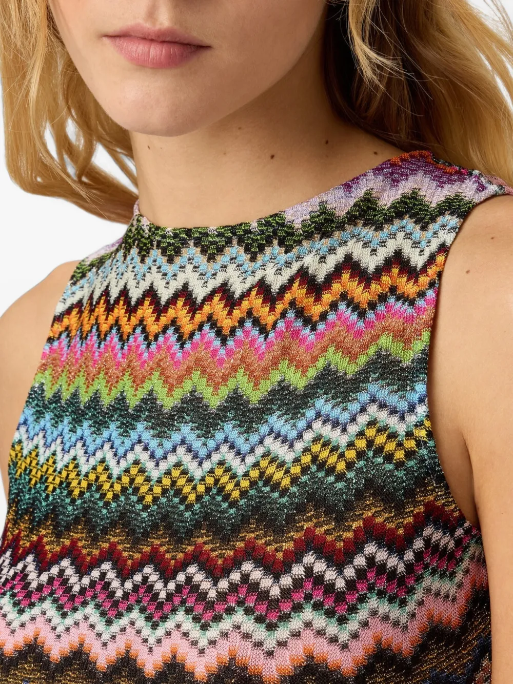 Missoni Gebreide mini-jurk met zigzag-patroon Blauw