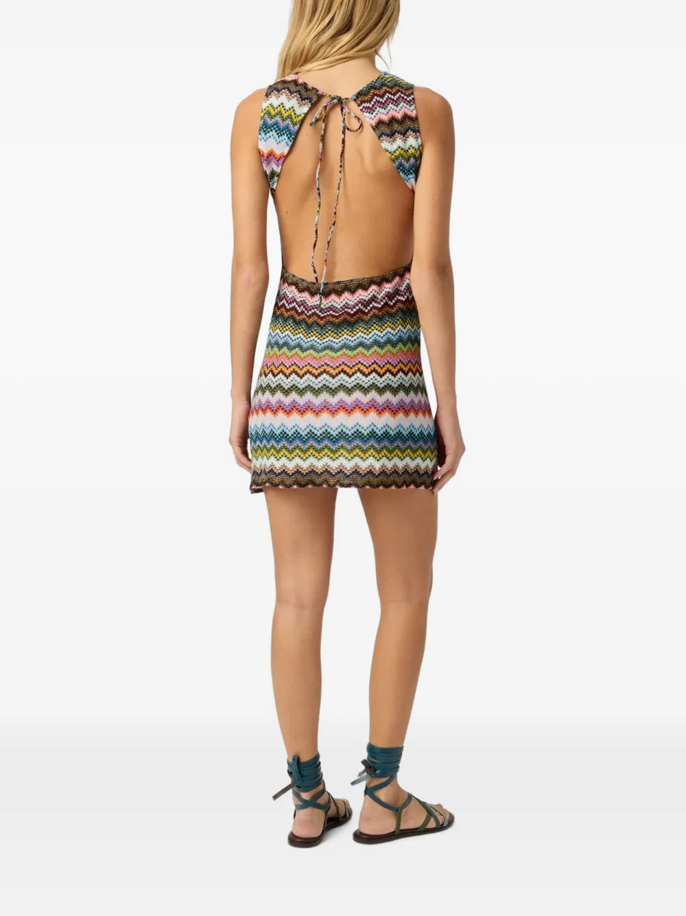 Missoni Gebreide mini-jurk met zigzag-patroon Blauw