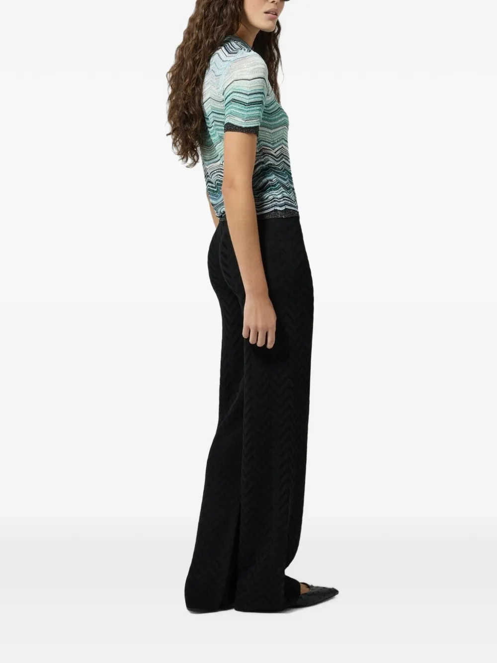 Missoni Broek met chevron-streep Zwart